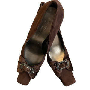 Vtg Luichiny by Mark Ambar Brown Leather Heels Womens Size 9 Dressy Suede Shoes